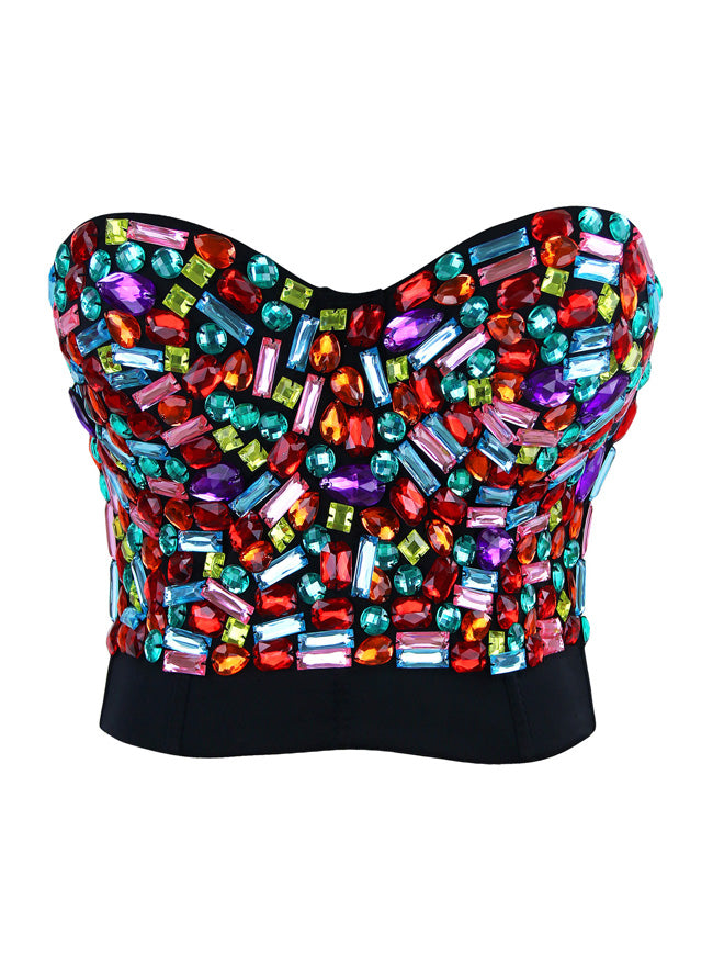 Letter Rhinestone Push Up Bra - ED