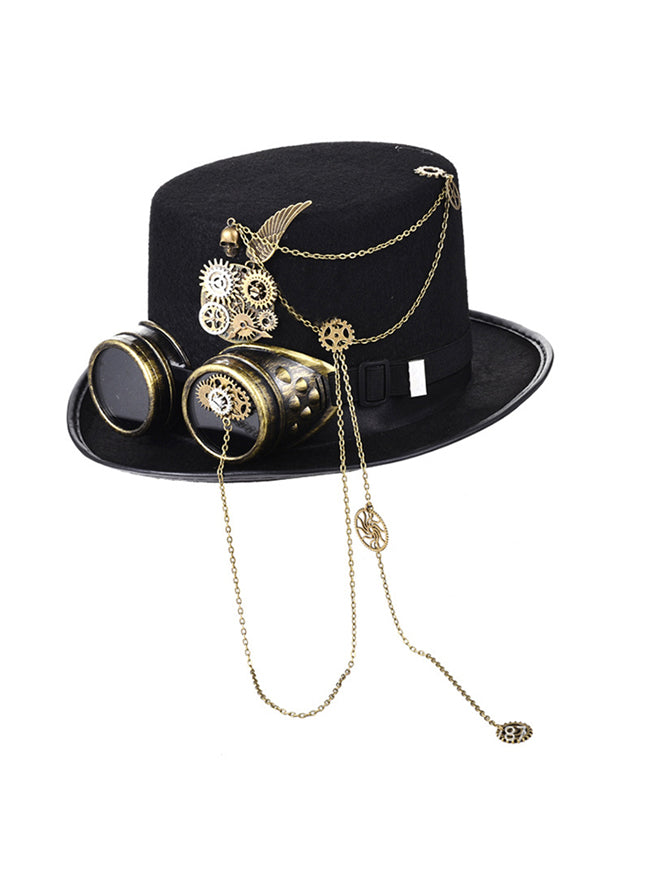 steampunk hat and goggles Steampunk Top Hat Goggles Gears Chain Deluxe Costume Accessory