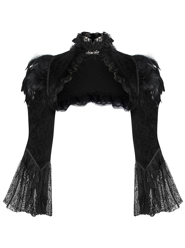 Gothic Steampunk Bolero Vintage Feather Jacket Shoulder Shrug