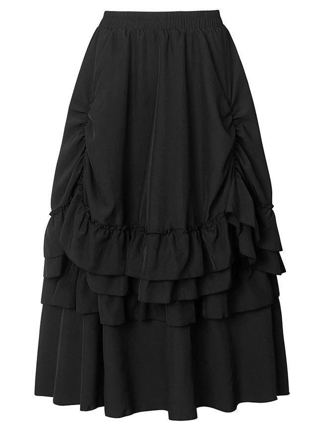 Charmian Women's Medieval Retro Steampunk Gothic Victorian Renaissance Skirt Black Main Image