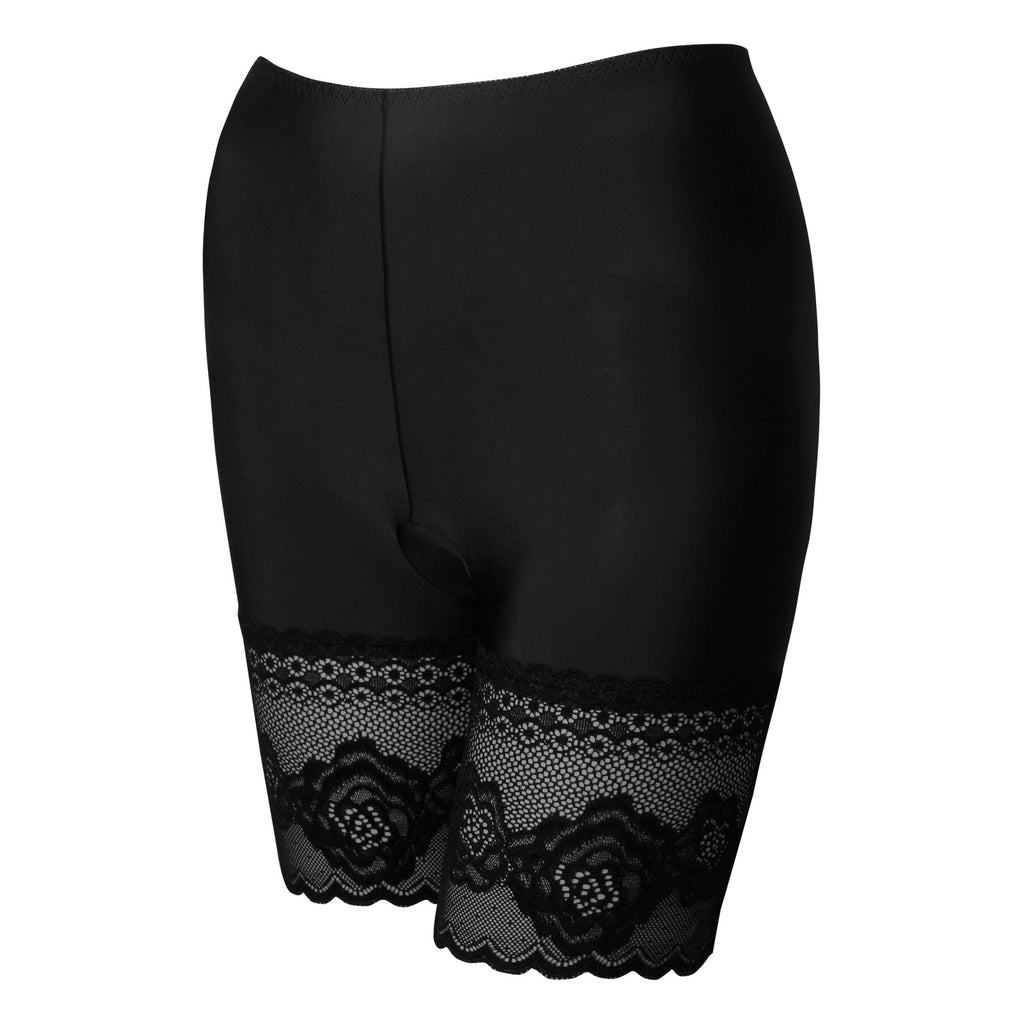 Sexy Black Waist Cincher Lace Thigh Compression Shapewear Shorts Side View