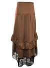 Retro Renaissance Lace High Waist Ankle Length High Low Skirt Back View