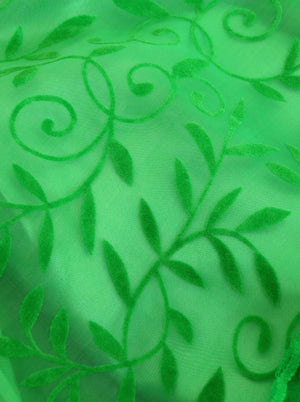 Women's Vintage Ruffle Floral Organza High Low Tutu Skirt Green Detail View