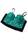 Hot Sale All-match Shiny Royalblue Punk Sweetheart Party Night Wear Going Out Dancing Crop Top  Bra Detail View