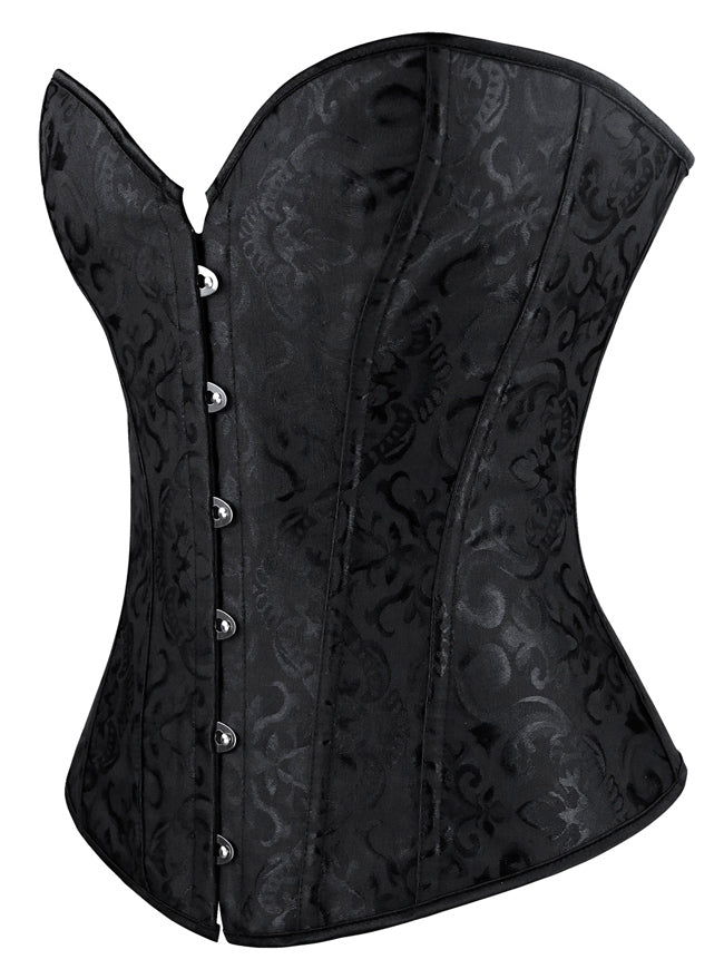 Vintage Jacquard Sweetheart trägerloses Überbrustkorsett Seitenansicht
