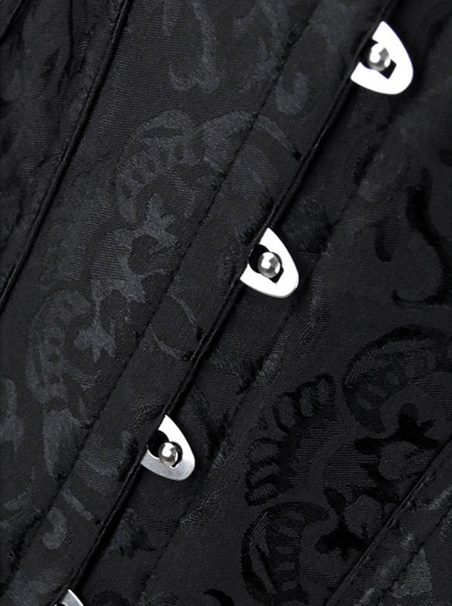 Vintage Jacquard trägerloses Überbrustkorsett mit Busk-Verschluss