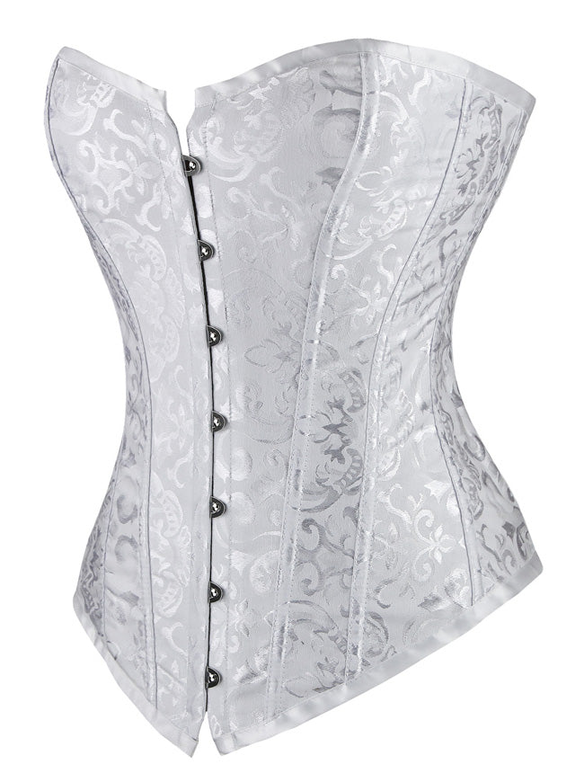 Vintage Jacquard Hochzeit trägerlose Überbrust Korsett Seitenansicht
