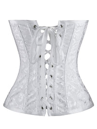 Vintage Jacquard Hochzeit trägerlose Überbrust Korsett Rückansicht
