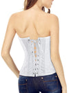 Vintage Jacquard Wedding Strapless Overbust Corset Model Back View