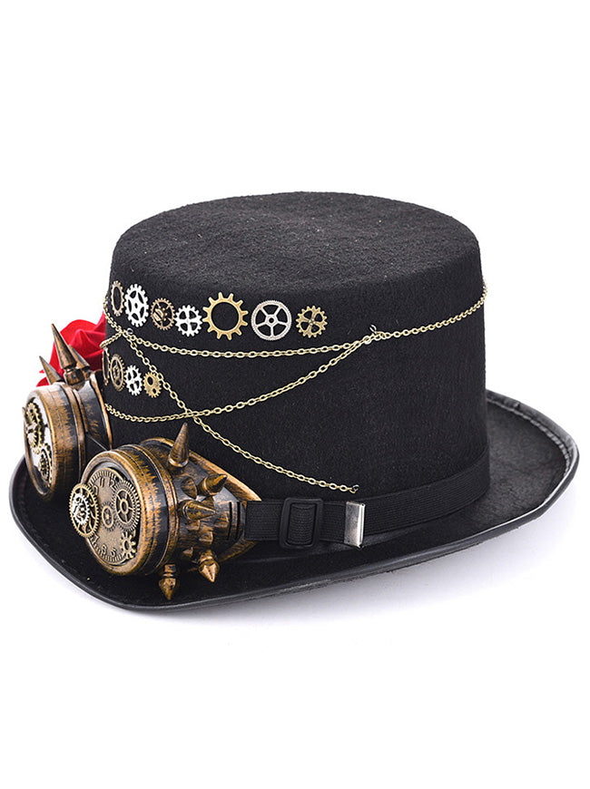 Steampunk Gotisk Rose Beskyttelsesbriller Maskerade Top Hat Set Fra Siden