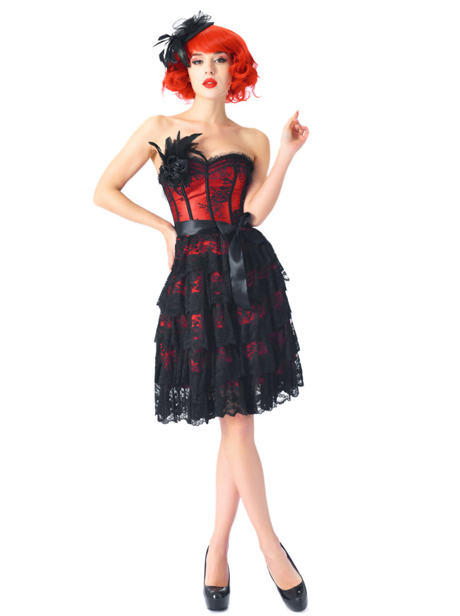 Dance Costume Overbust Lace Up Waist Training Bustier Corset Top Dress