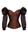 Renaissance Victorian Brocade Long Sleeves Overbust Corset Top Main Image