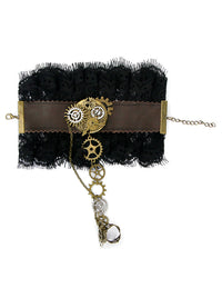 Steampunk Vintage Costume Accessories Gear Chains Bracelet Detail View