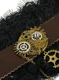 Victorian Gothic Lolita Gear Lace Wristband Bracelet with Ring Detail View