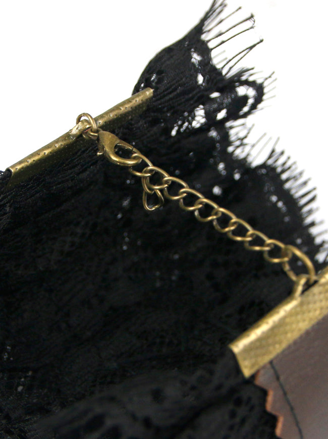 Fascinating Medieval Punk Lace Leather Bangle Bracelet Wristband Detail View