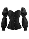 Renaissance Victorian Brocade Long Sleeves Overbust Corset  Bustier Top Main Image