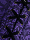 Women's Retro Jacquard Steel Boned Busk Closure Halloween Corset with Chains Purple Detail View