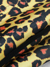 Women's Casual Steel Boned Leopard Latex Hooks Hourglass Waist Slimmer Corset Yellow Detail View