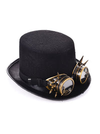 Old Fashion Steampunk Vintage Rock Punk Rivet Goggles Hat Costume Accessory Side View