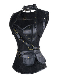Steampunk Black Renaissance Günstige Punk Goth Gürtel Gürtel ohne Knochen Überbrust Halloween Korsett Draufsicht