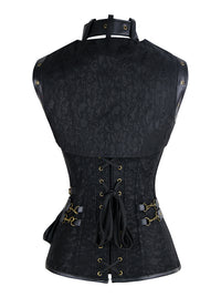 Fashion Hot Selling Hochwertige Damen Denim Gothic Steampunk Sweetheart Schnürkorsett Tops Rückansicht
