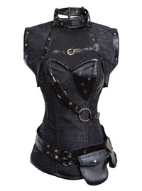 Steampunk Gothic Retro Spiral Stahlkorsett Bustier Top Schwarz Hauptbild