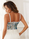 Elegant Bustier Corset Blue Crop Cami Tank Top Retro Push Up Crop Tops Side View