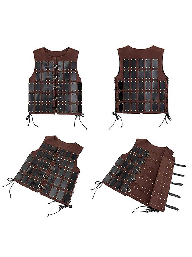 Leather Armor Coat for Cosplay Brown Side View