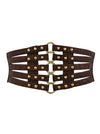 Vintage Retro Fashion Faux Leather Steampunk Rivet Elastic Waist Cinch Belt Main Image