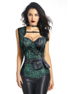 Steampunk Vintage Brocade Boned Lace Up Corset with Jacket and Belt