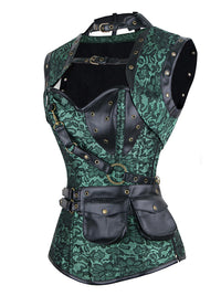 Retro-Renaissance-Taillenformkorsett mit abnehmbarer Jacke, Rückansicht