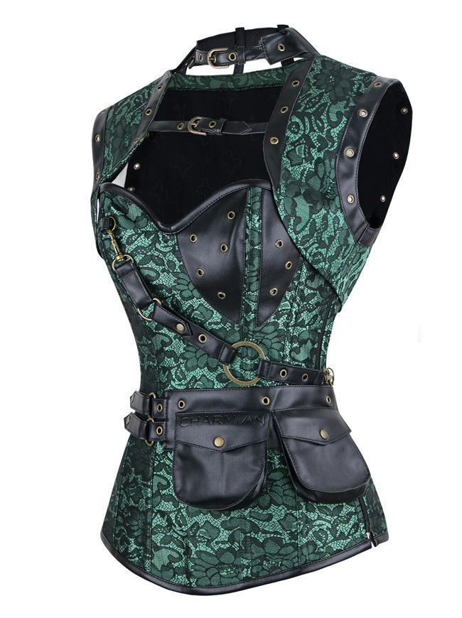 Retro-Renaissance-Taillenformkorsett mit abnehmbarer Jacke, Rückansicht