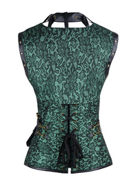 Viktorianisches gotisches Brokat-Bustier-Korsett mit Schnürung und Jacke (Detailansicht)