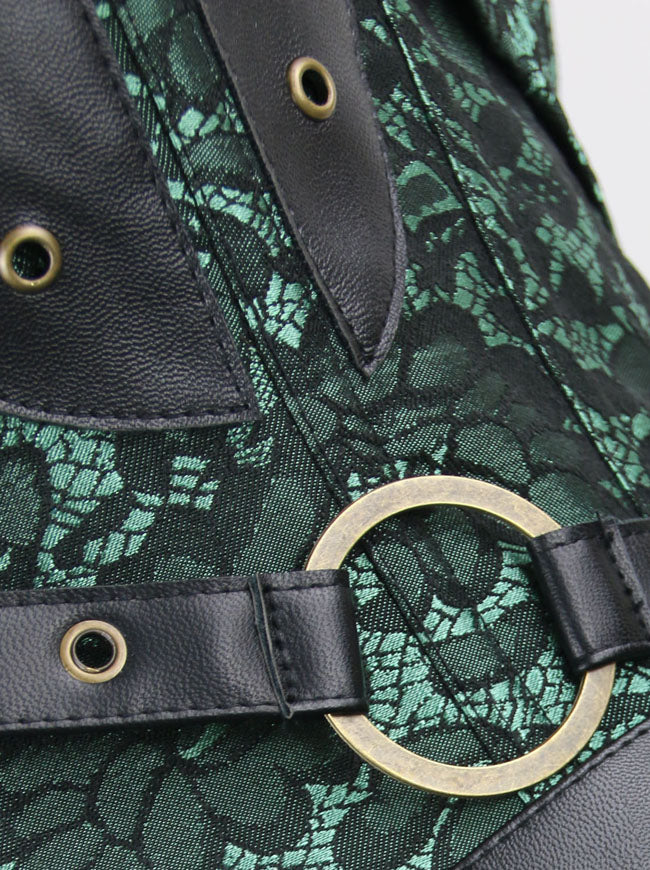 Old Fashion Gothic Steel Boned Lace Up Overbust Corset Top with Belt