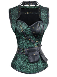 Steampunk Gothic Retro Spiral Stahlkorsett Bustier Top Grün Hauptbild