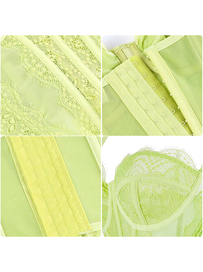 Women Romantic Mesh Corset Tops for Date Night Detail View