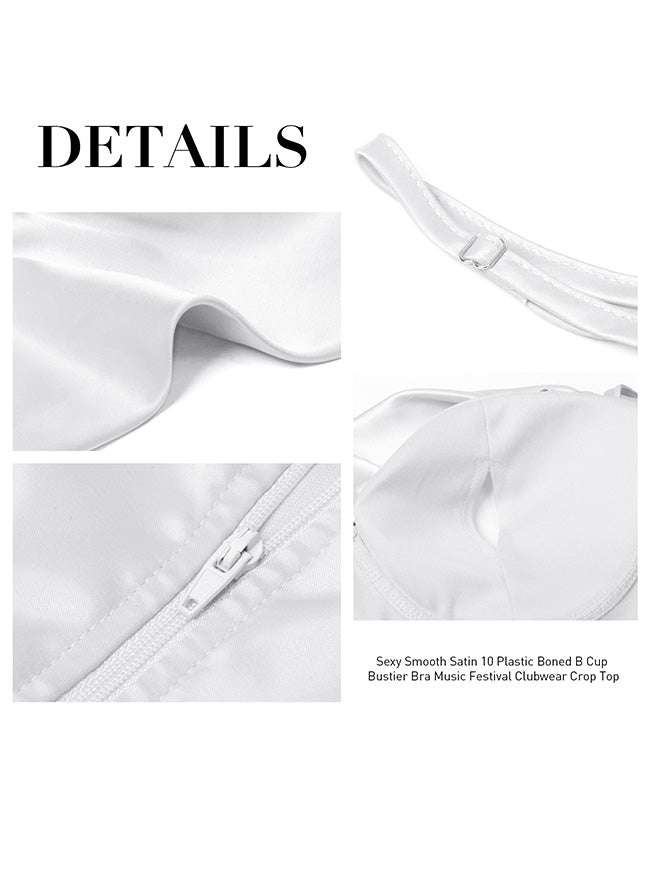 Satin Spaghetti Strap Zip Back Clubwear Camis Crop Top
