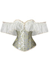 Charmian Women's Renaissance Vintage Ruffle Sleeve Overbust Lace Up Corset Green Main Image