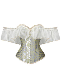 Charmian Damen Renaissance Vintage Überbrustkorsett mit Rüschenärmeln und Schnürung, Grün, Hauptbild