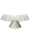 Victorian Ruffled Lace Up Corset Green Back View