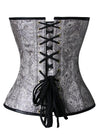 Women's Gothic 12 Spiral Steel Bones Faux Leather Zipper Overbust Corset Black Back View