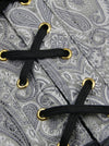 Femme Retro 12 Spiral Steel Bones Faux Leather Zipper Halloween Corset Black Vue détaillée