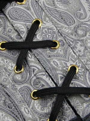 Women's Retro 12 Spiral Steel Bones Faux Leather Zipper Halloween Corset Black Detail View