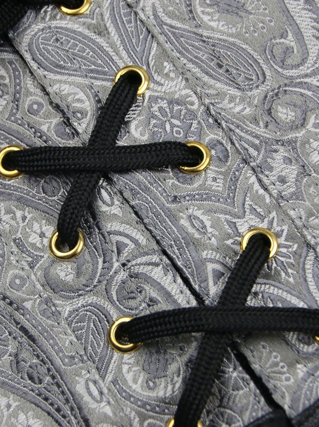 Dames retro 12 spiraalvormige stalen botten kunstleer rits Halloween korset zwart detailweergave