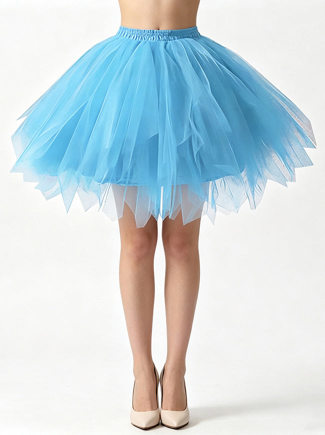 Lovely Retro Fluffy Layered Mesh Princess Pettiskirt Tulle Underskirt Ballet Skirt with Elastic Waist Model View