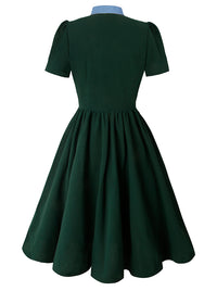 Grünes, elegantes A-Linien-Cocktailkleid, Rückansicht