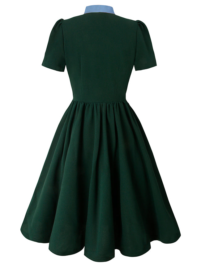 Grünes, elegantes A-Linien-Cocktailkleid, Rückansicht