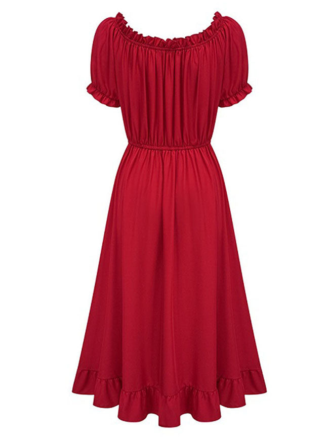 Red Pirate Cosplay Dresses for Women Ren Faire Back View