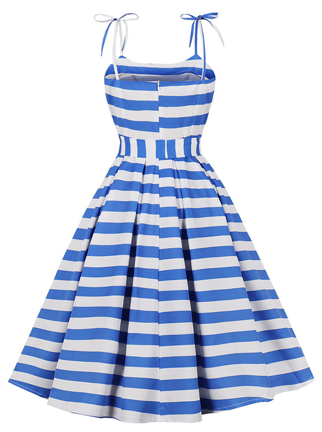 blue rockabilly dress Women's Classic 1950s Plaid Halter Swing Vintage Dress | Retro Stage