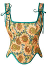 Vintage Floral Embroidery Waist Cincher Overbust Corset Bustier Tops with Straps Main Image